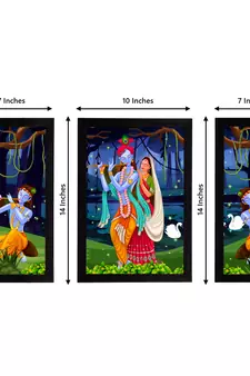 eCraftIndia Set of 3 Radha Krishna Satin Matt Texture UV Art Painting