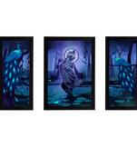 eCraftIndia Set of 3 Lord Krishna Satin Matt Texture UV Art Painting