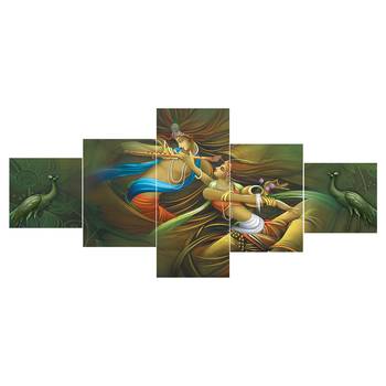 eCraftIndia Set of 5 Radha Krishna Premium Sunboard Panels Painting 1
