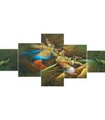 eCraftIndia Set of 5 Radha Krishna Premium Sunboard Panels Painting