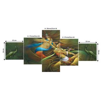eCraftIndia Set of 5 Radha Krishna Premium Sunboard Panels Painting 3