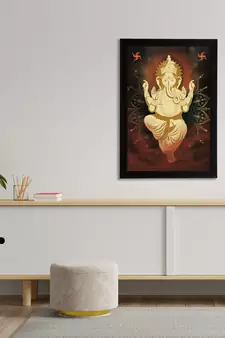 eCraftIndia Lord Ganesha Satin Matt Texture UV Art Painting