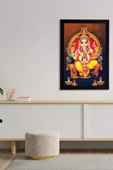 eCraftIndia Lord Ganesha Satin Matt Texture UV Art Painting