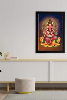 eCraftIndia Lord Ganesha Satin Matt Texture UV Art Painting