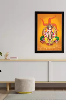eCraftIndia Lord Ganesha Satin Matt Texture UV Art Painting