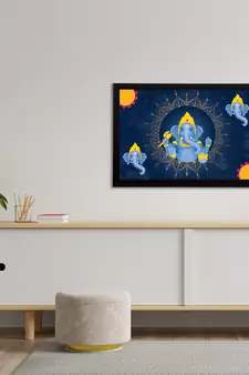 eCraftIndia Lord Ganesha Satin Matt Texture UV Art Painting