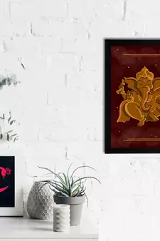 eCraftIndia Lord Ganesha Satin Matt Texture UV Art Painting