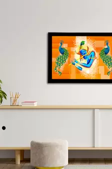 eCraftIndia Lord Krishna Satin Matt Texture UV Art Painting