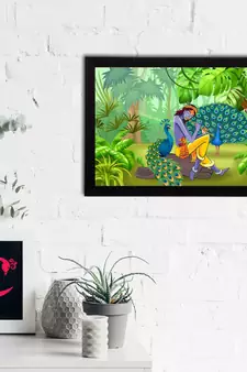 eCraftIndia Lord Krishna Satin Matt Texture UV Art Painting