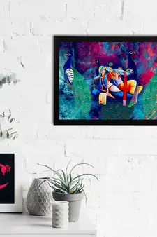 eCraftIndia Lord Krishna Satin Matt Texture UV Art Painting
