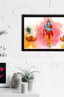 eCraftIndia Lord Krishna Satin Matt Texture UV Art Painting