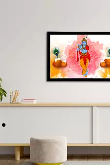 eCraftIndia Lord Krishna Satin Matt Texture UV Art Painting
