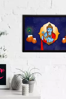 eCraftIndia Lord Krishna Satin Matt Texture UV Art Painting