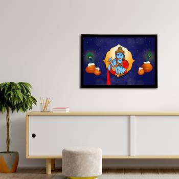 eCraftIndia Lord Krishna Satin Matt Texture UV Art Painting 3