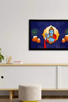 eCraftIndia Lord Krishna Satin Matt Texture UV Art Painting