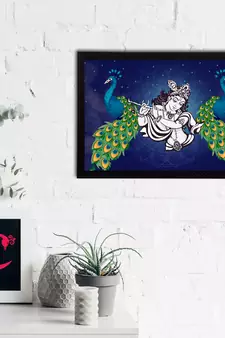eCraftIndia Lord Krishna Satin Matt Texture UV Art Painting