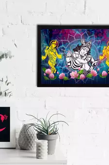 eCraftIndia Lord Krishna Satin Matt Texture UV Art Painting
