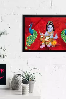 eCraftIndia Lord Krishna Satin Matt Texture UV Art Painting