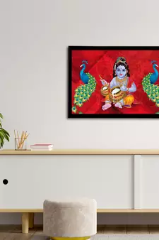 eCraftIndia Lord Krishna Satin Matt Texture UV Art Painting