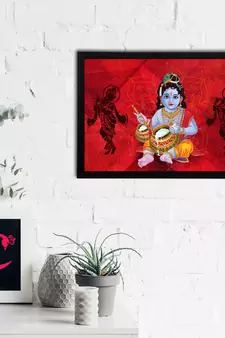 eCraftIndia Lord Krishna Satin Matt Texture UV Art Painting