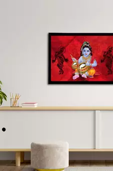 eCraftIndia Lord Krishna Satin Matt Texture UV Art Painting