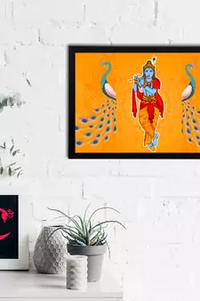 eCraftIndia Lord Krishna Satin Matt Texture UV Art Painting