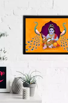 eCraftIndia Lord Krishna Satin Matt Texture UV Art Painting