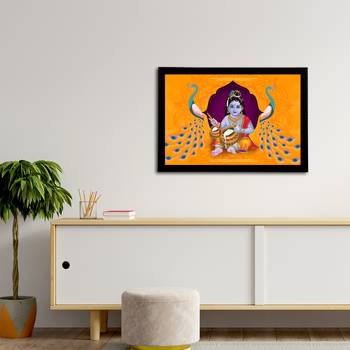 eCraftIndia Lord Krishna Satin Matt Texture UV Art Painting 3