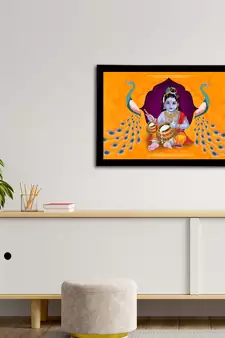 eCraftIndia Lord Krishna Satin Matt Texture UV Art Painting