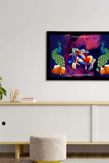 eCraftIndia Lord Krishna Satin Matt Texture UV Art Painting