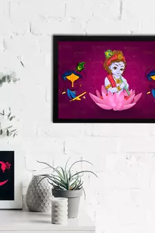 eCraftIndia Lord Krishna Satin Matt Texture UV Art Painting