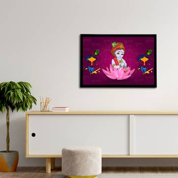 eCraftIndia Lord Krishna Satin Matt Texture UV Art Painting 3