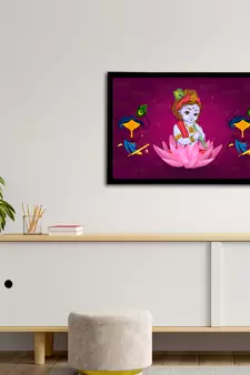 eCraftIndia Lord Krishna Satin Matt Texture UV Art Painting