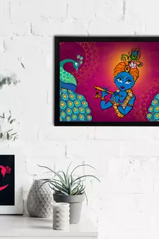 eCraftIndia Lord Krishna Satin Matt Texture UV Art Painting