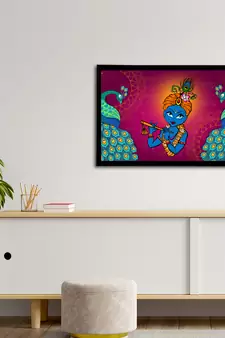 eCraftIndia Lord Krishna Satin Matt Texture UV Art Painting