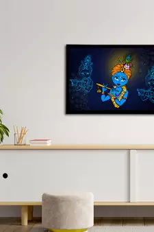 eCraftIndia Lord Krishna Satin Matt Texture UV Art Painting