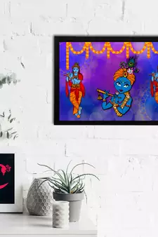 eCraftIndia Lord Krishna Satin Matt Texture UV Art Painting