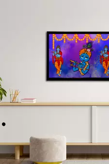 eCraftIndia Lord Krishna Satin Matt Texture UV Art Painting