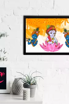 eCraftIndia Lord Krishna Satin Matt Texture UV Art Painting