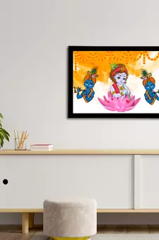 eCraftIndia Lord Krishna Satin Matt Texture UV Art Painting