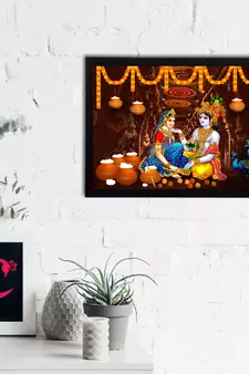 eCraftIndia Lord Krishna Satin Matt Texture UV Art Painting