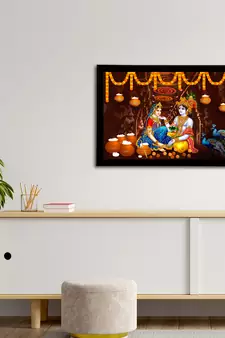 eCraftIndia Lord Krishna Satin Matt Texture UV Art Painting