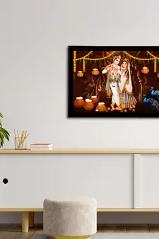 eCraftIndia Lord Krishna Satin Matt Texture UV Art Painting