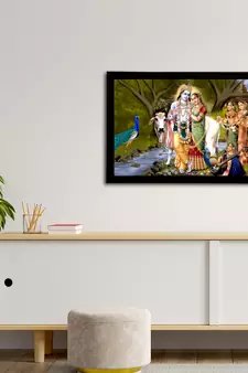eCraftIndia Lord Krishna Satin Matt Texture UV Art Painting
