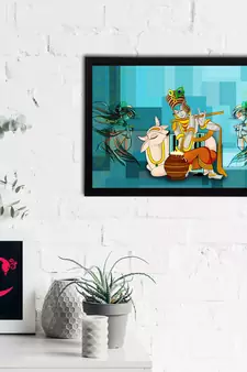 eCraftIndia Lord Krishna Satin Matt Texture UV Art Painting
