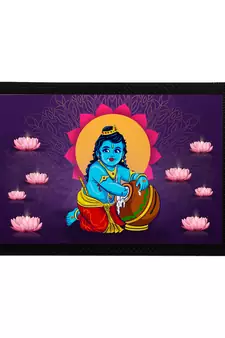 eCraftIndia Lord Krishna Satin Matt Texture UV Art Painting