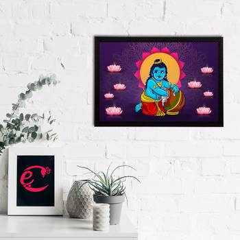 eCraftIndia Lord Krishna Satin Matt Texture UV Art Painting 2