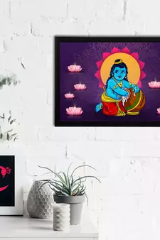 eCraftIndia Lord Krishna Satin Matt Texture UV Art Painting