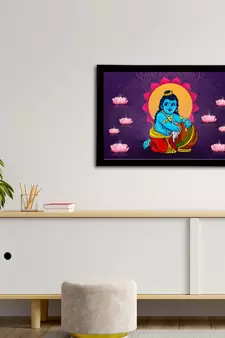 eCraftIndia Lord Krishna Satin Matt Texture UV Art Painting