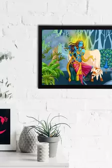 eCraftIndia Lord Krishna Satin Matt Texture UV Art Painting